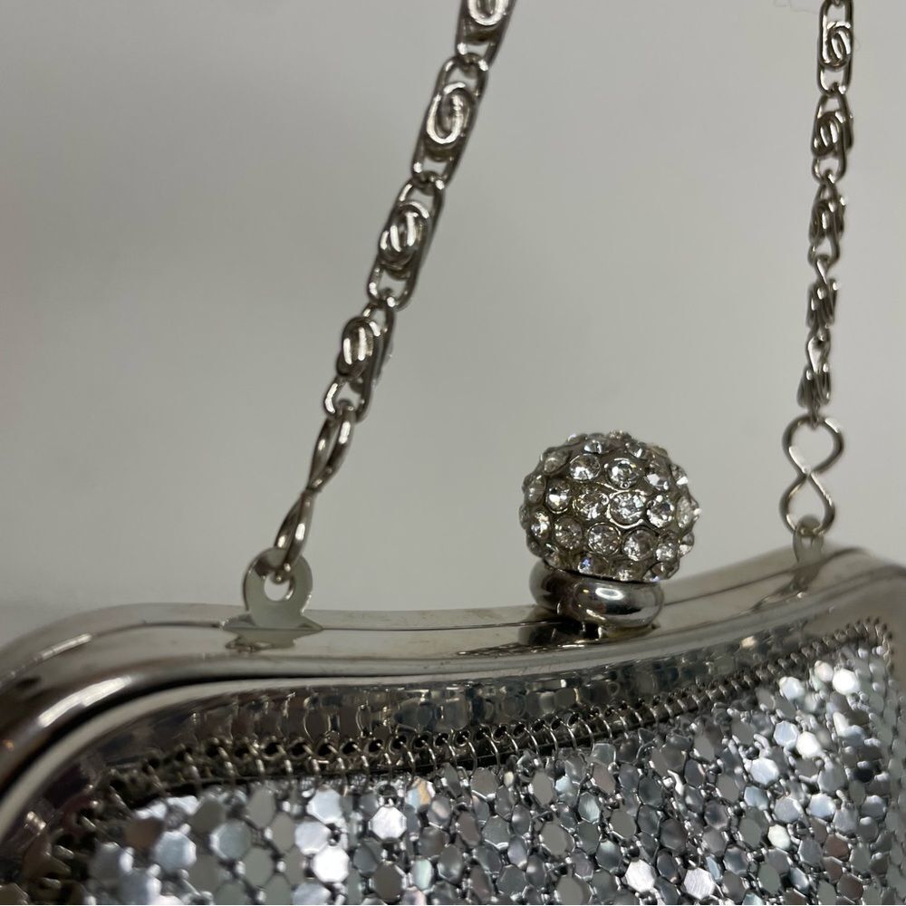 COPY - KATE LANDRY silver metallic mesh rhinestone evening purse formal event - Picture 8 of 15